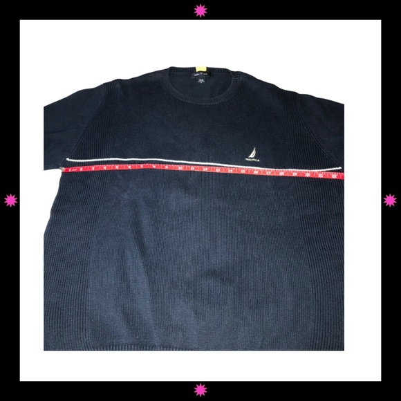 MEN'S NAVY BLUE SWEATER WITH WHITE STRIPE BY NAUTICA MEDIUM - Picture 5 of 8